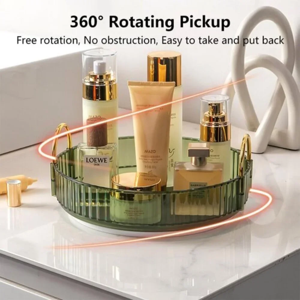 Rotating Makeup Organizer, 1-Tier Vanity Spinner for Skincare & Cosmetics, Green